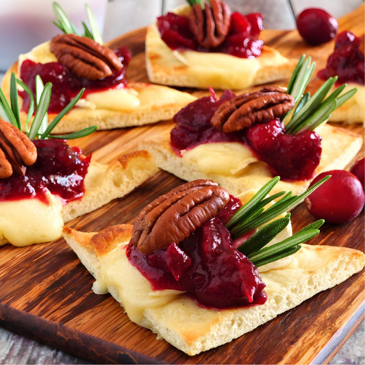 Cranberry & Brie Flatbread Appetizers at The Little Shop of Olive Oils
