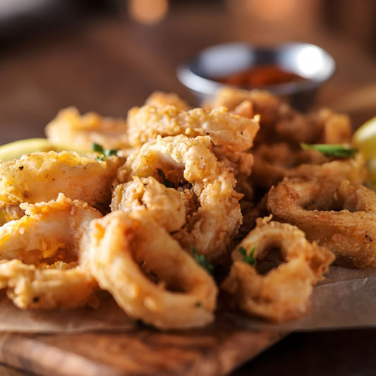 Crispy Fried Calamari with Baklouti Olive Oil at The Little Shop of Olive Oils