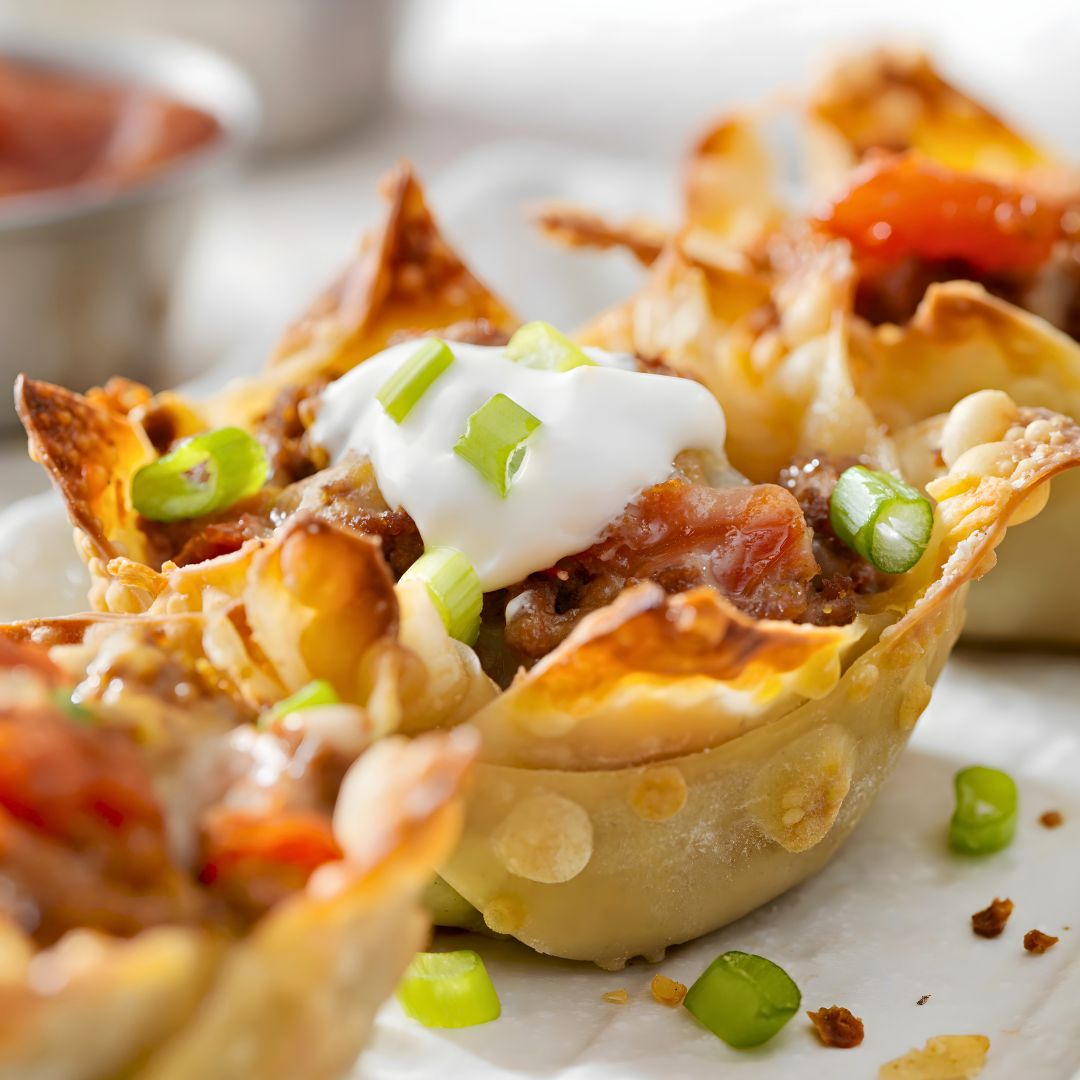 Spicy Wonton Taco Bowls at The Little Shop of Olive Oils