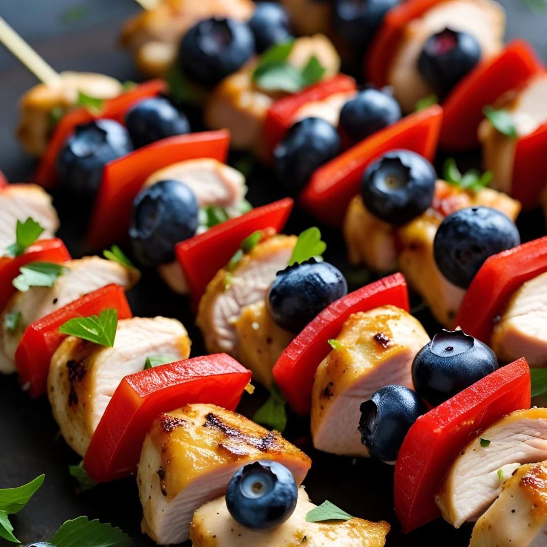 Red, White & Blueberry Balsamic Chicken Skewers at The Little Shop of Olive Oils