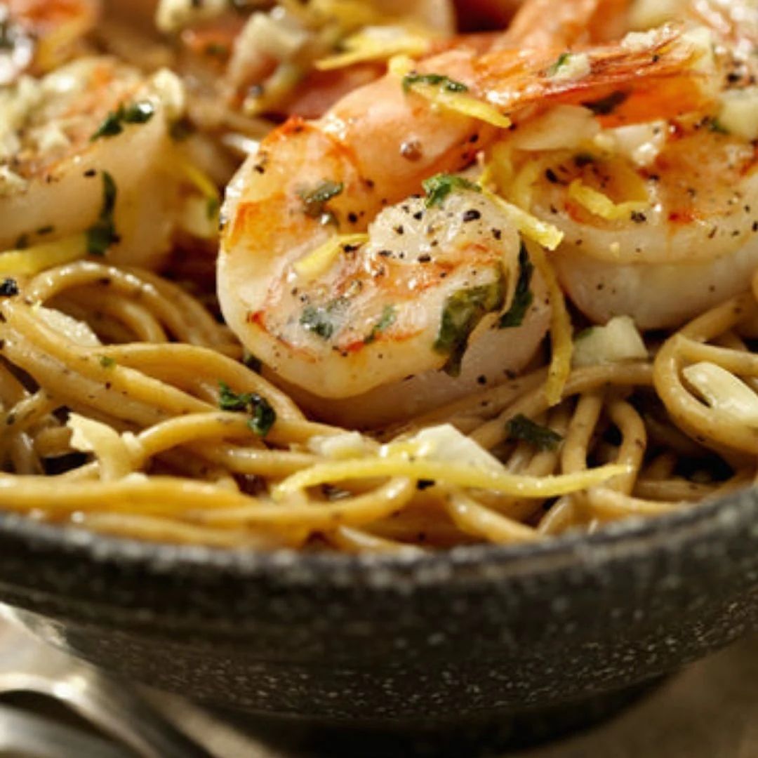 Milanese Gremolata Shrimp and Pasta at The Little Shop of Olive Oils