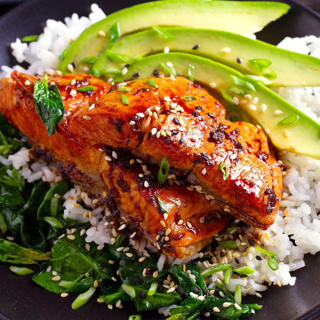 Sesame Salmon Rice Bowl at The Little Shop of Olive Oils