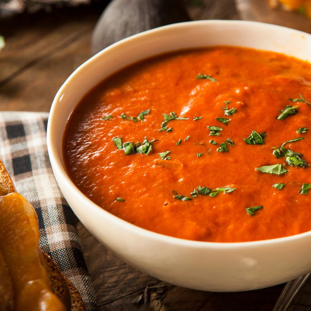 Savory Tomato Soup with Wild Mushroom & Sage Olive Oil at The Little Shop of Olive Oils