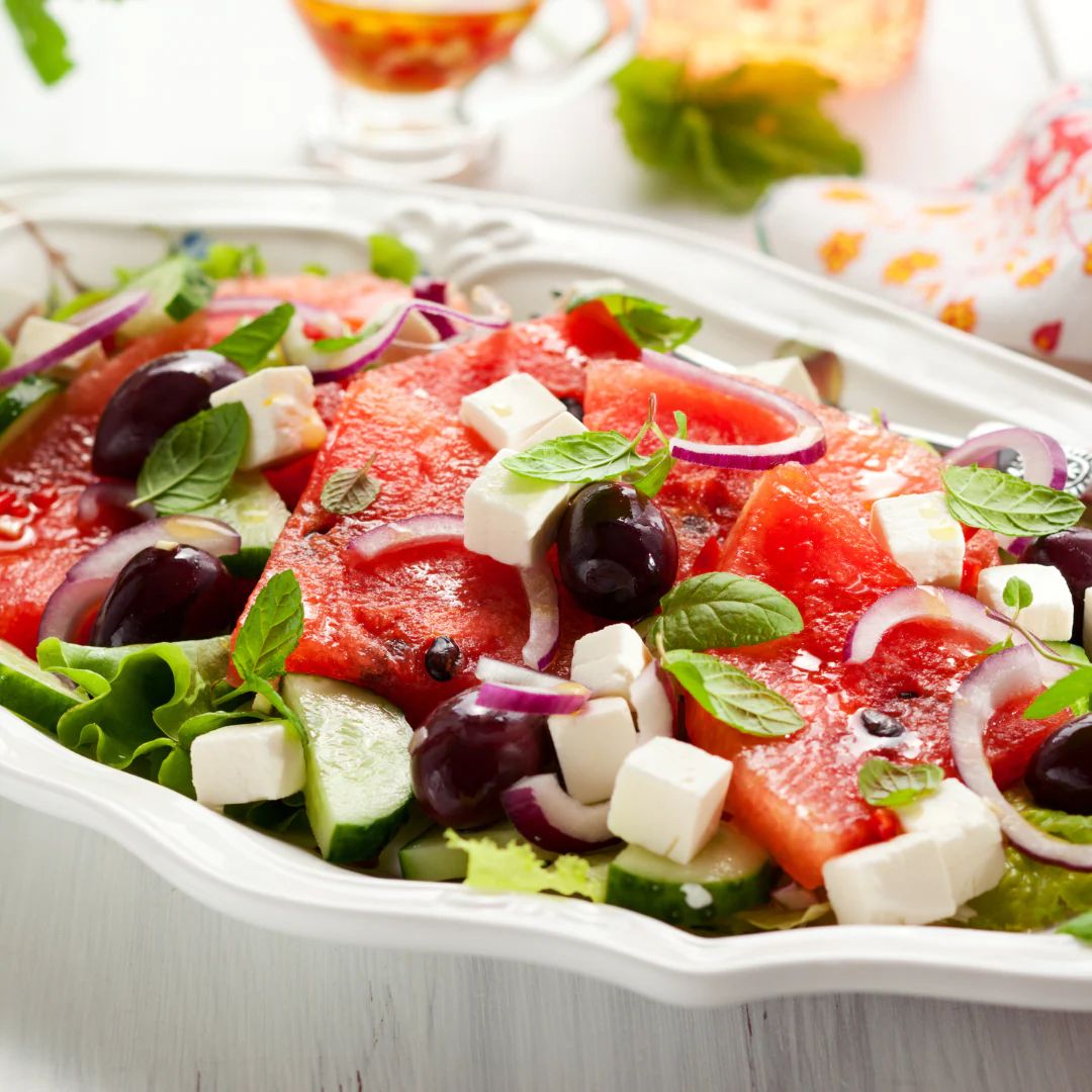 Watermelon Salad with Lychee Basil Vinaigrette at The Little Shop of Olive Oils