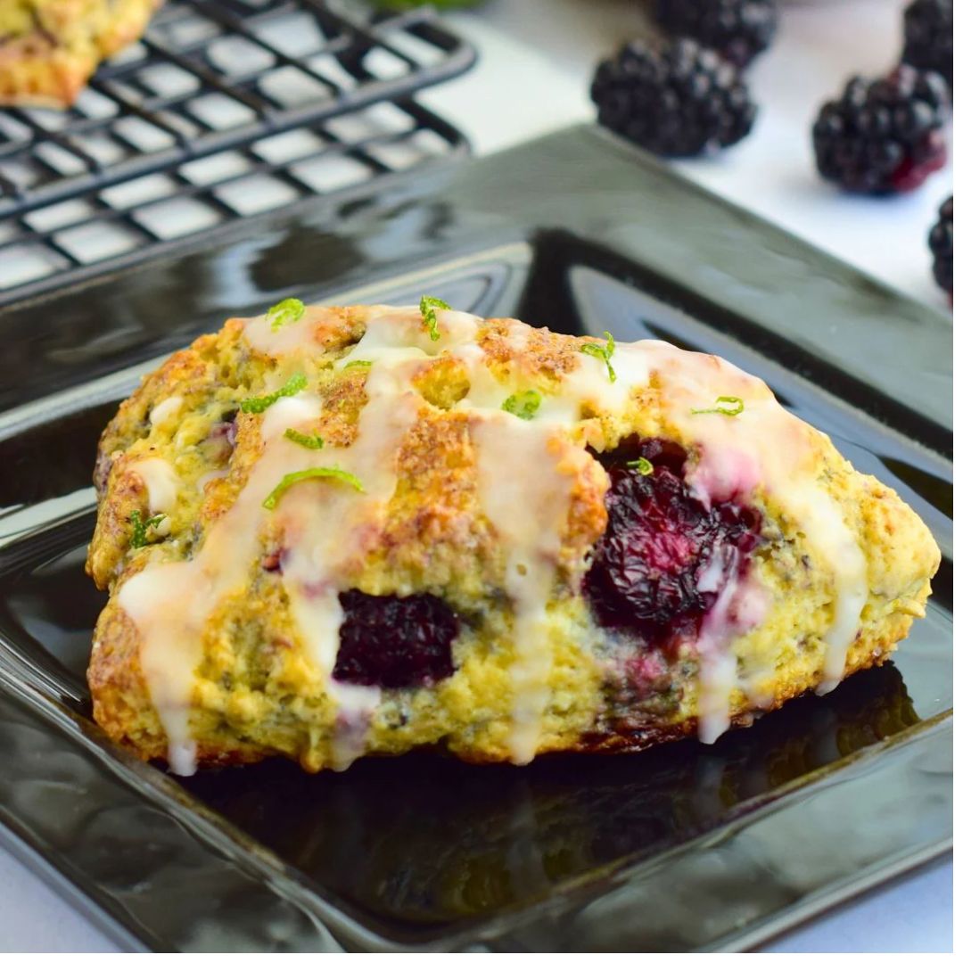 Glazed Blackberry Lime Scones at The Little Shop of Olive Oils