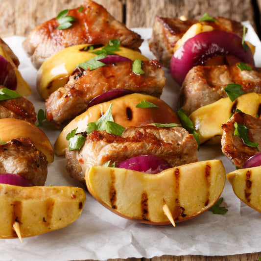 Sweet & Spicy Pork Skewers with Honey Balsamic Glaze at The Little Shop of Olive Oils