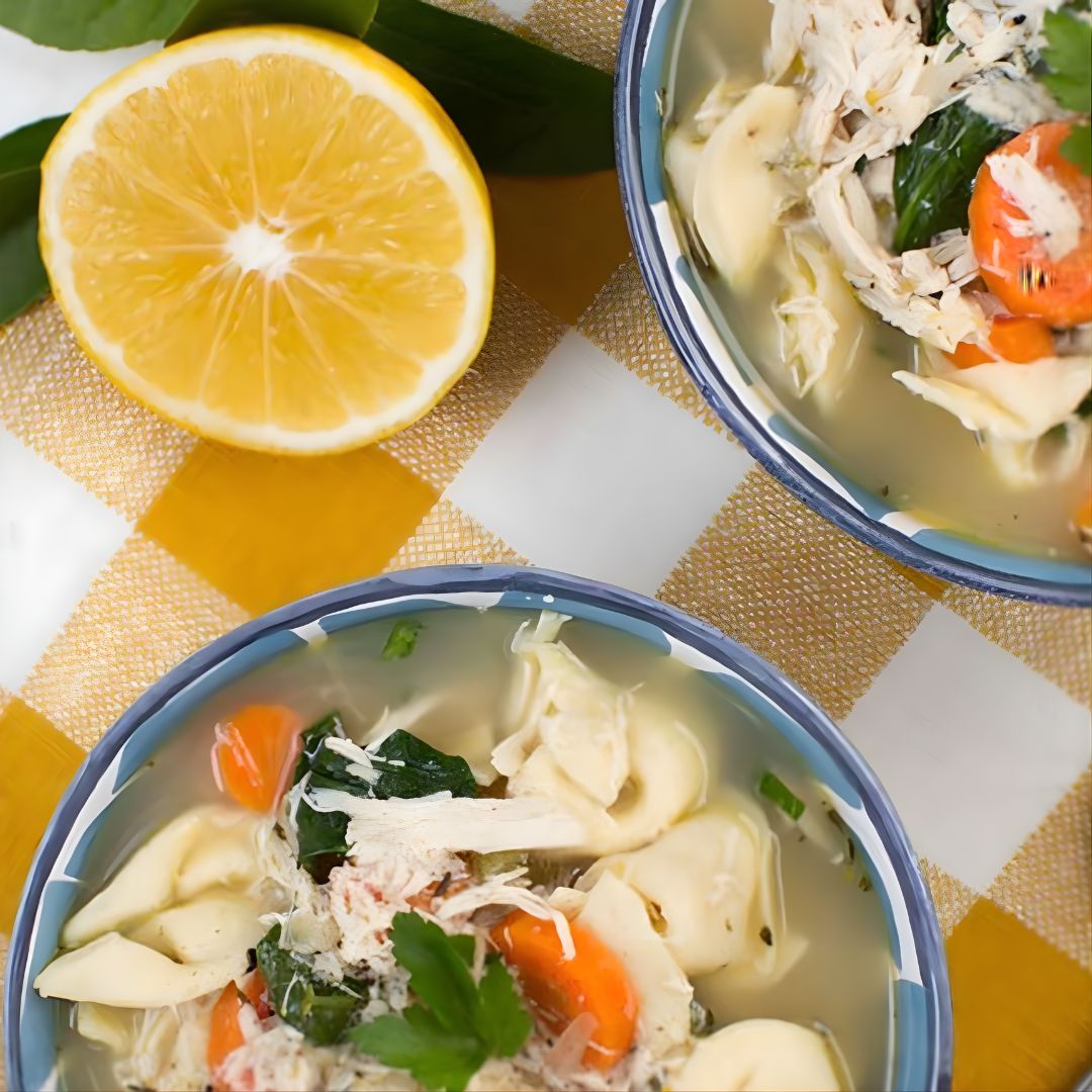 Chicken & Tortellini Soup with Basil Olive Oil at The Little Shop of Olive Oils