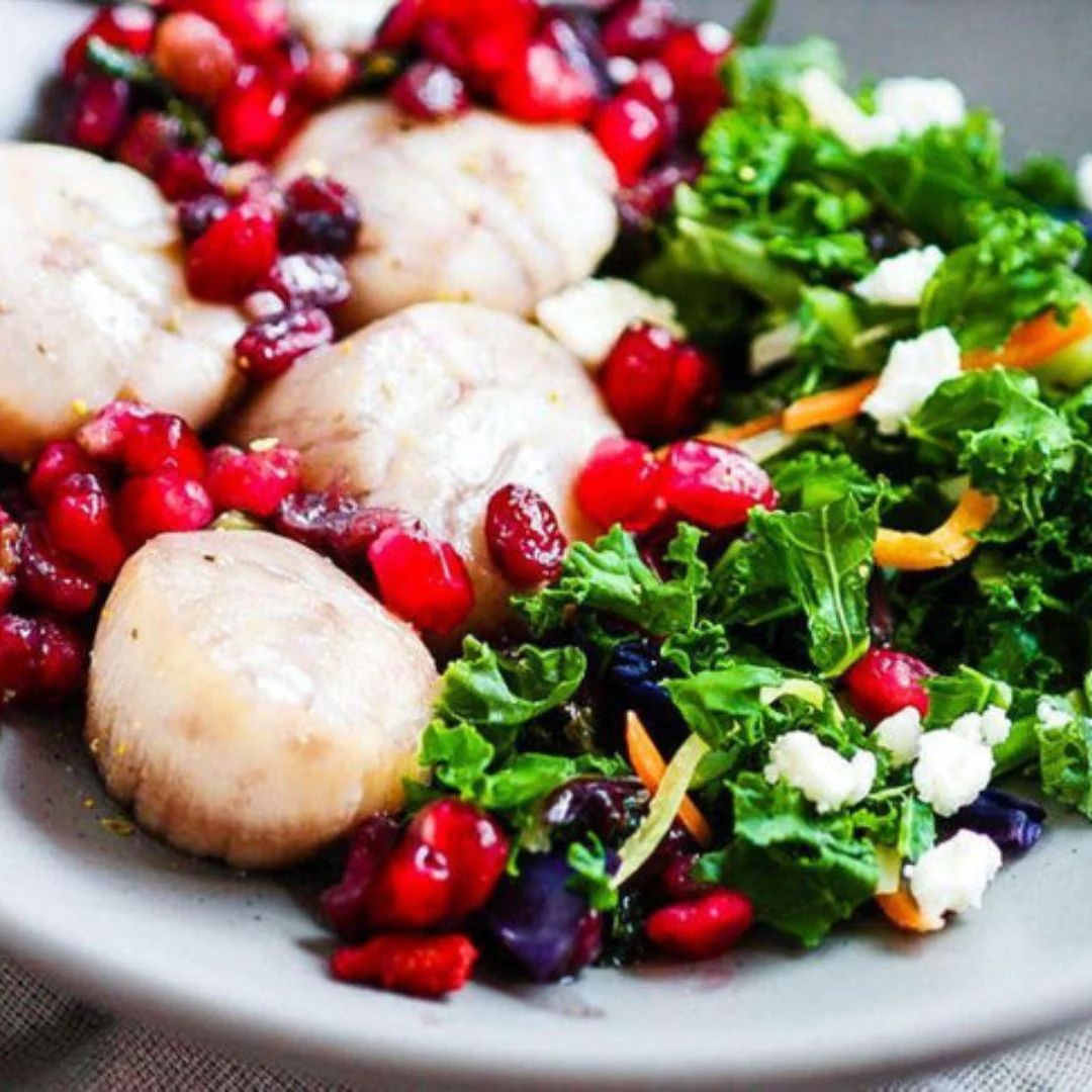 Pomegranate Glazed Scallops at The Little Shop of Olive Oils