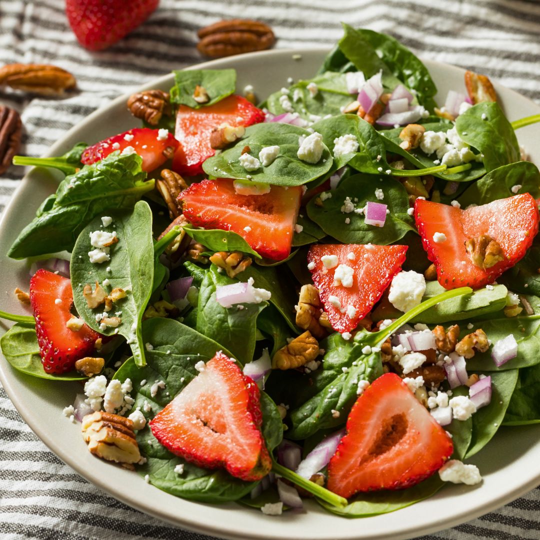 Strawberry Spinach Salad with Goat Cheese at The Little Shop of Olive Oils