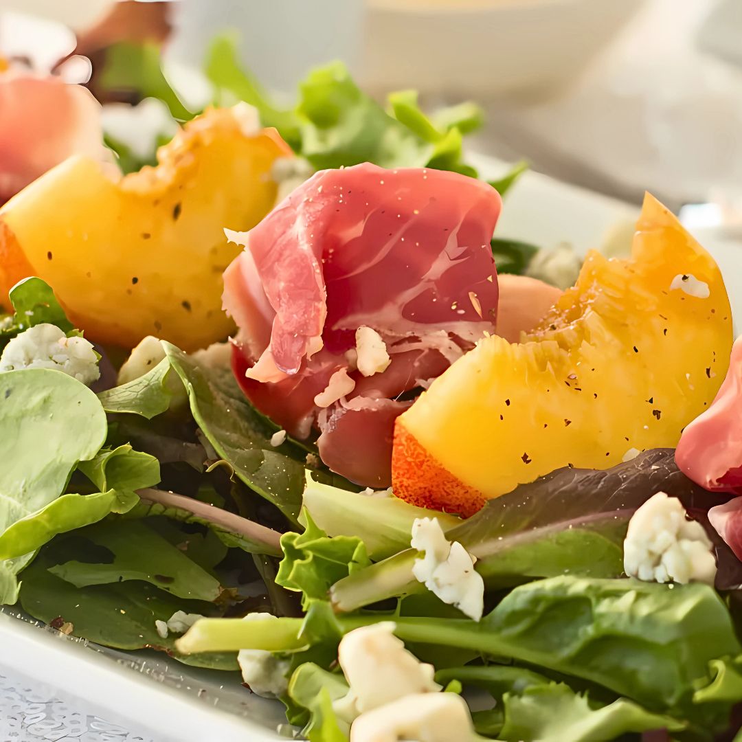 Peach, Prosciutto, & Gorgonzola Salad at The Little Shop of Olive Oils