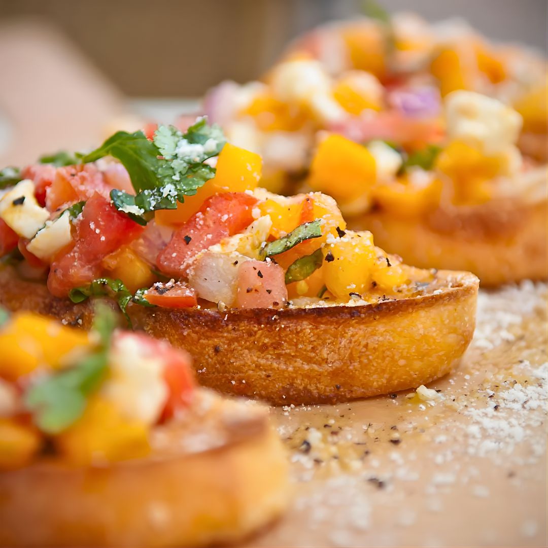 Peach Balsamic Bruschetta at The Little Shop of Olive Oils