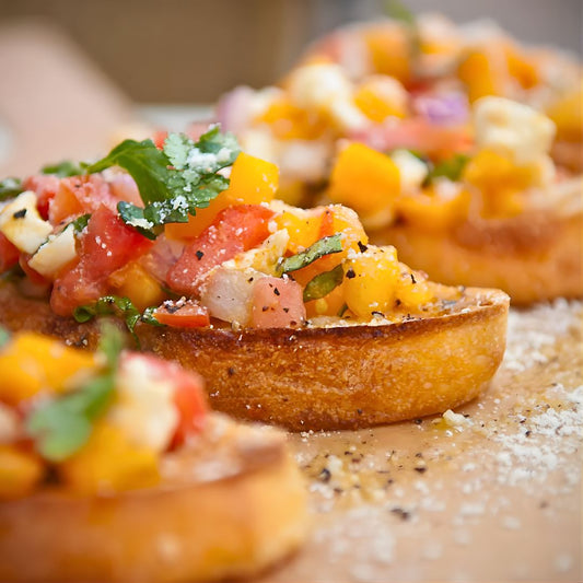 Peach Balsamic Bruschetta at The Little Shop of Olive Oils