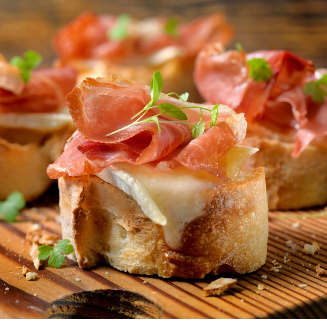 Herbed Brie & Prosciutto Crostini at The Little Shop of Olive Oils