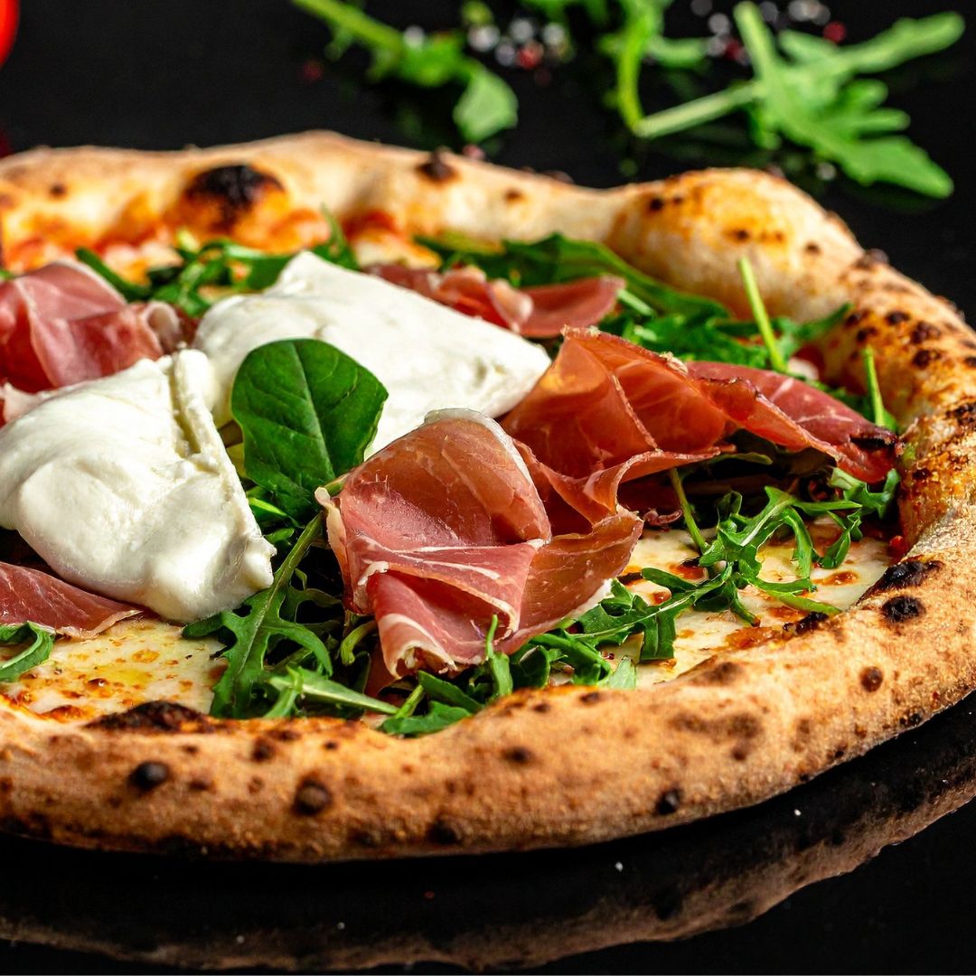 Prosciutto Burrata & Arugula Pizza with Basil Olive Oil Recipe at The Little Shop of Olive Oils