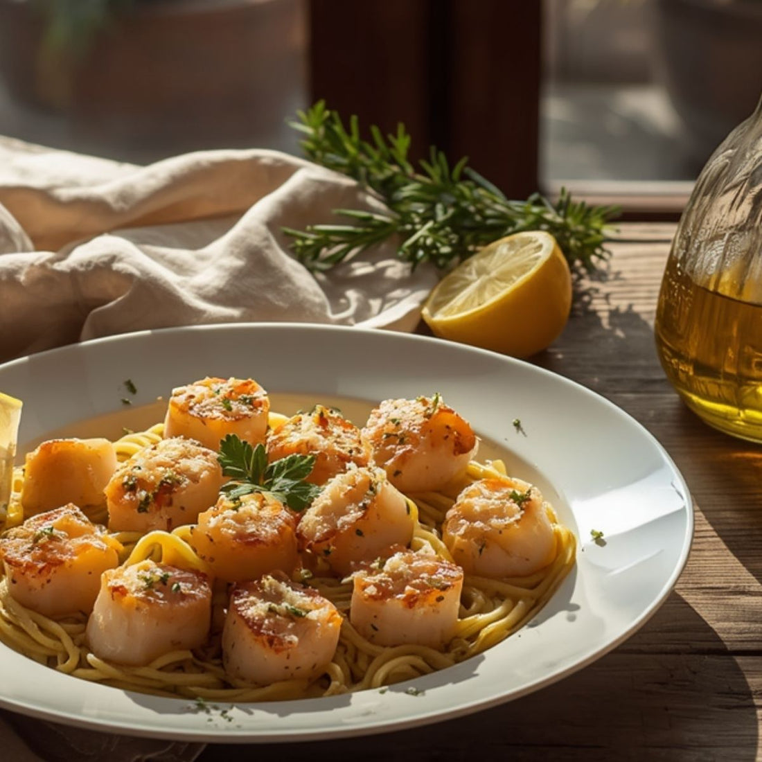 Lemon Garlic Scallop Linguini with Sicilian Lemon Balsamic Recipe at The Little Shop of Olive Oils