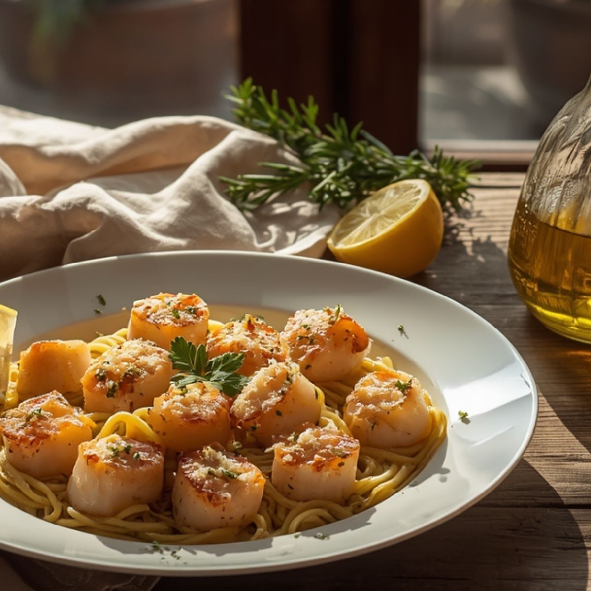 Lemon Garlic Scallop Linguini with Sicilian Lemon Balsamic Recipe at The Little Shop of Olive Oils