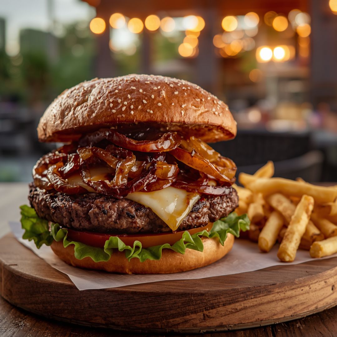 Smoky Balsamic Burgers with Caramelized Onions Recipe at The Little Shop of Olive Oils
