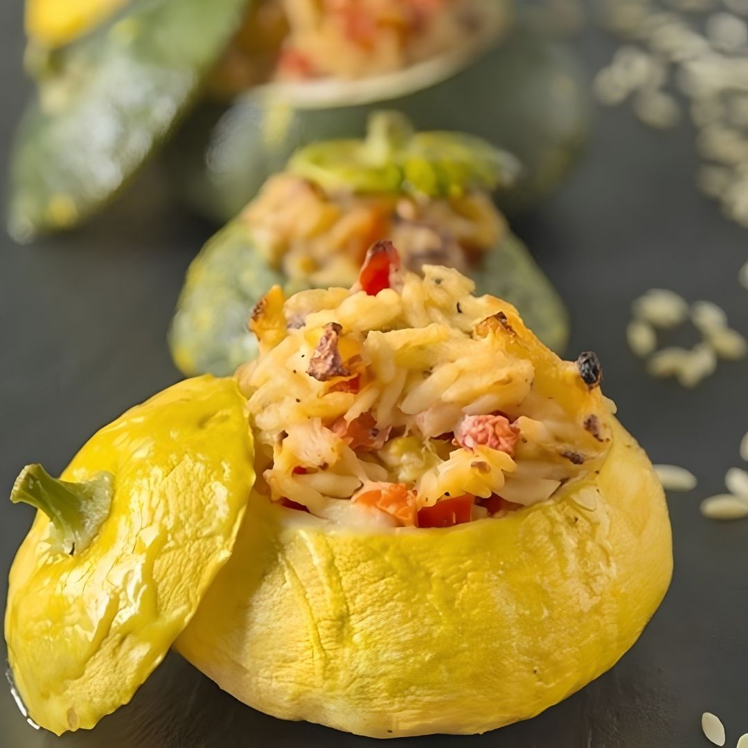 Orzo Stuffed Pumpkin made with Basil Premium Olive Oil from The Little Shop of Olive Oils
