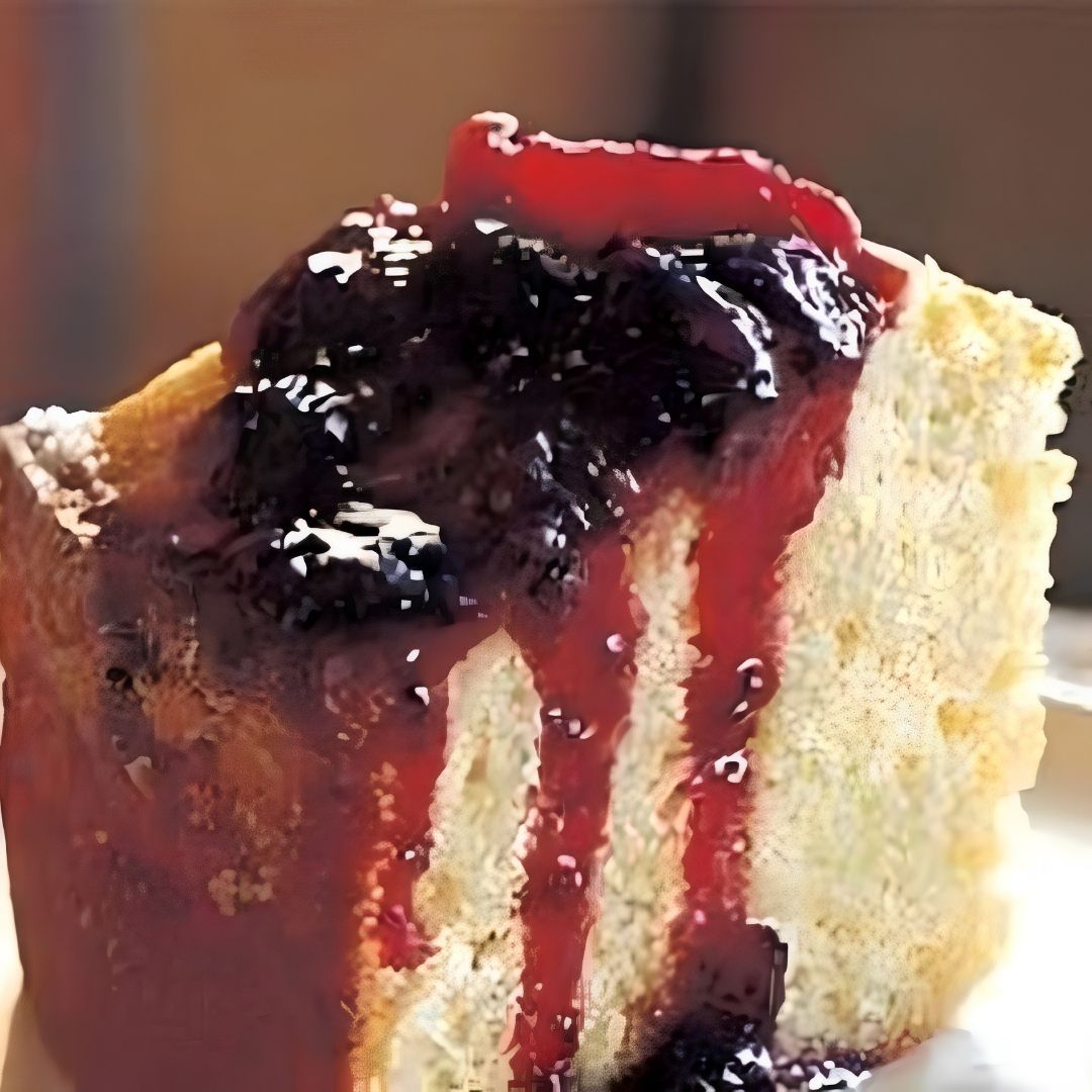 Pomegranate Compote with Angel Food Cake made with Pomegranate Dark Balsamic Vinegar and Franklin Raw Honey from The Little Shop of Olive Oils