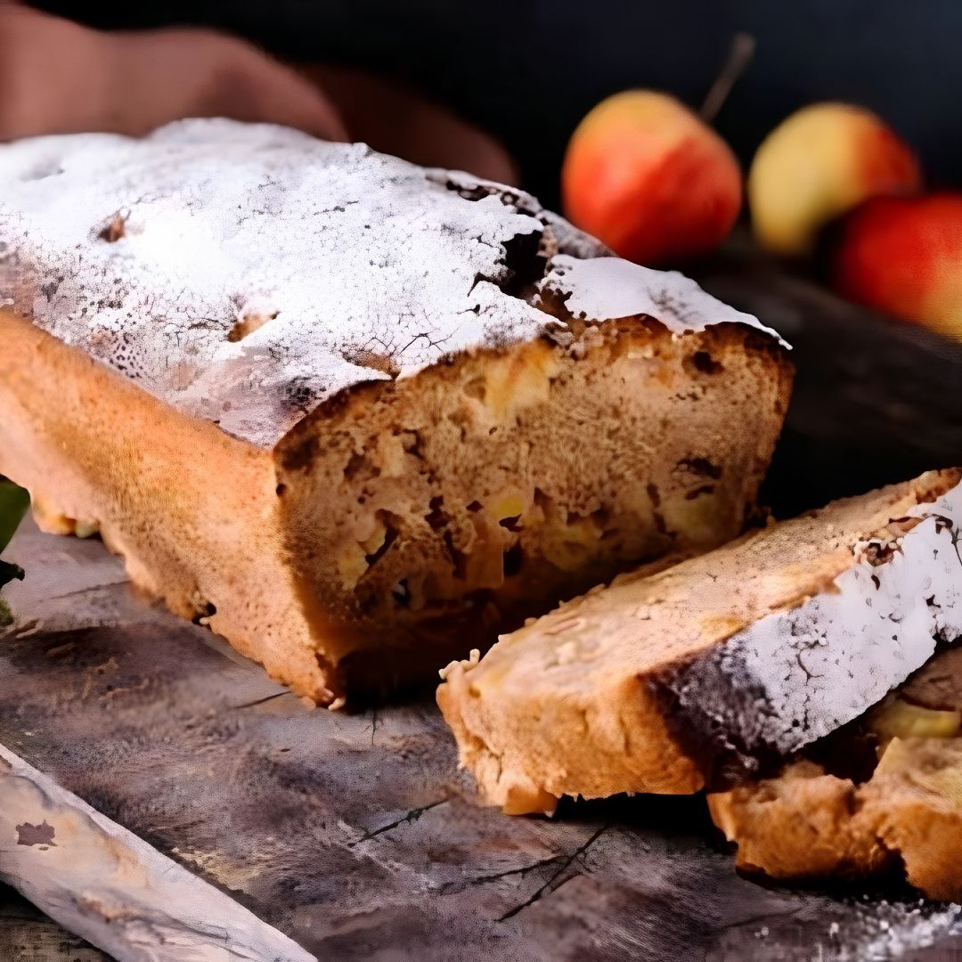 Apple and Walnut Coffee Cake made with Gravenstein Apple White Balsamic Vinegar, Franklin Raw Honey, and Roasted Walnut Oil from The Little Shop of Olive Oils