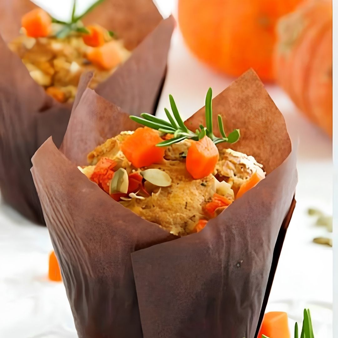 Pumpkin Cheese Cake Muffins with Roasted Walnut Oil and Gravenstein Apple White Balsamic Vinegar from The Little Shop of Olive Oils