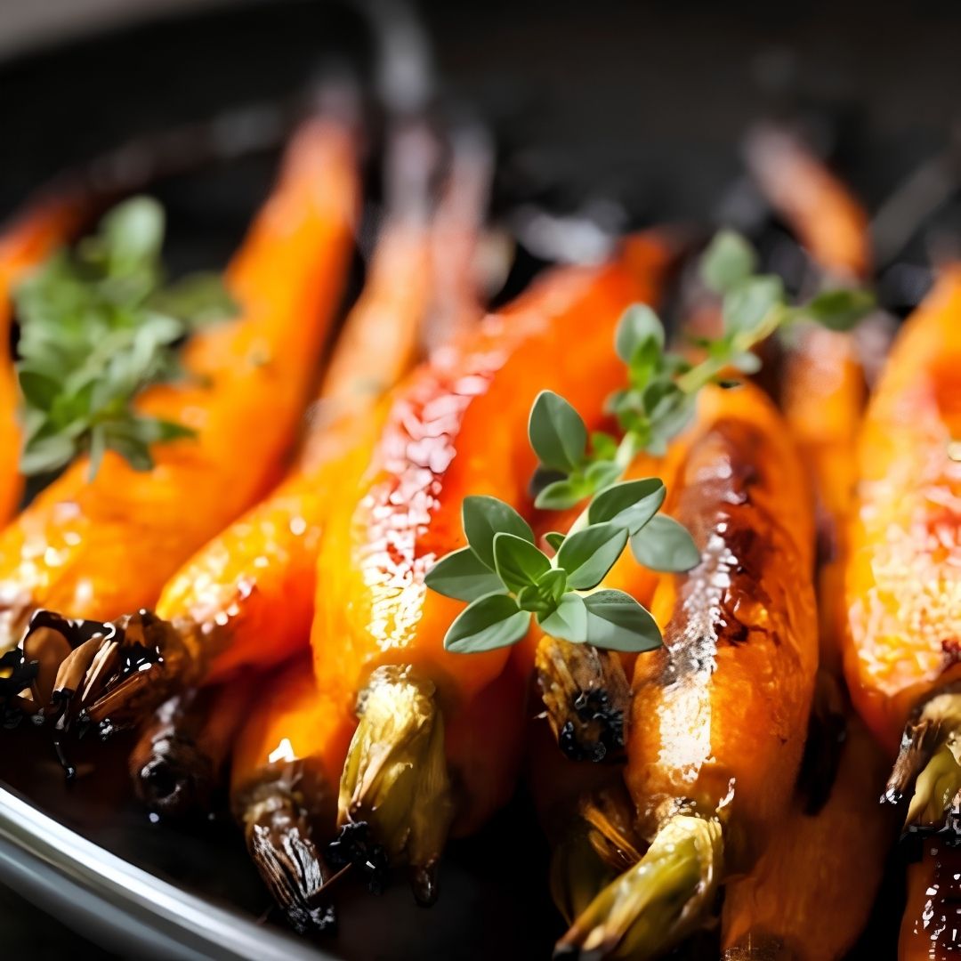 Roasted Carrots with Rosemary and Cinnamon Pear Drizzle made with Rosemary Premium Olive Oil and Cinnamon Pear Dark Balsamic Vinegar from The Little Shop of Olive Oils