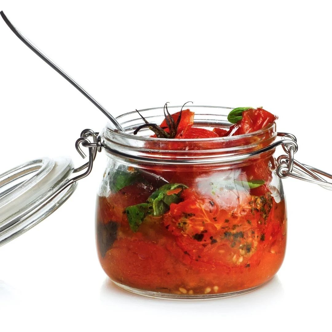 Roasted Balsamic Tomatoes made with Basil Premium Olive Oil and Strawberry Dark Balsamic Vinegar from The Little Shop of Olive Oils