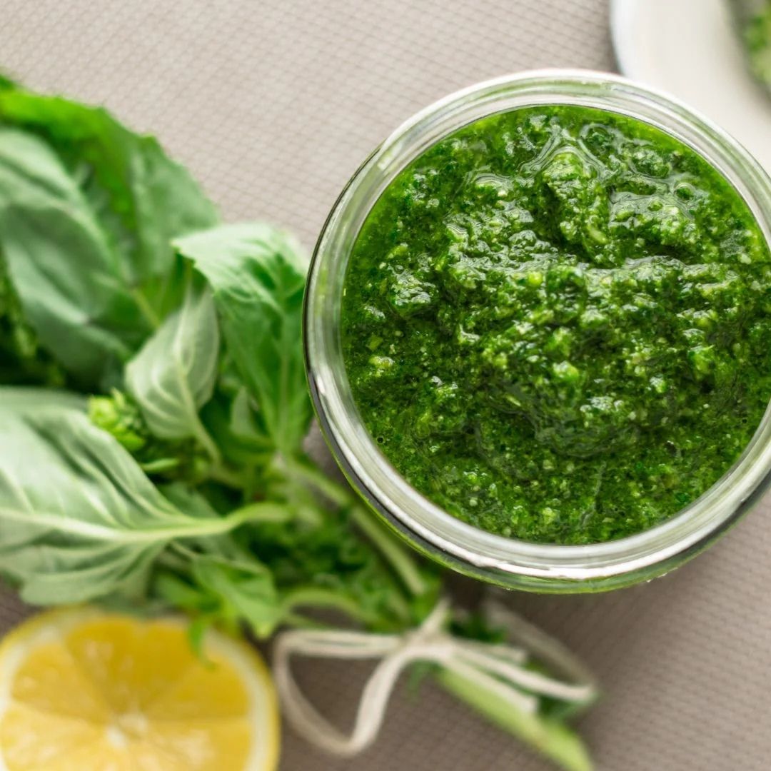Lemon Basil Pesto made with Premium Extra Virgin Olive Oil from The Little Shop of Olive Oils