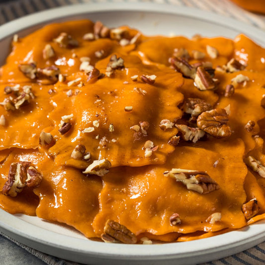 Autumn Pumpkin Ravioli with Maple-Walnut Drizzle