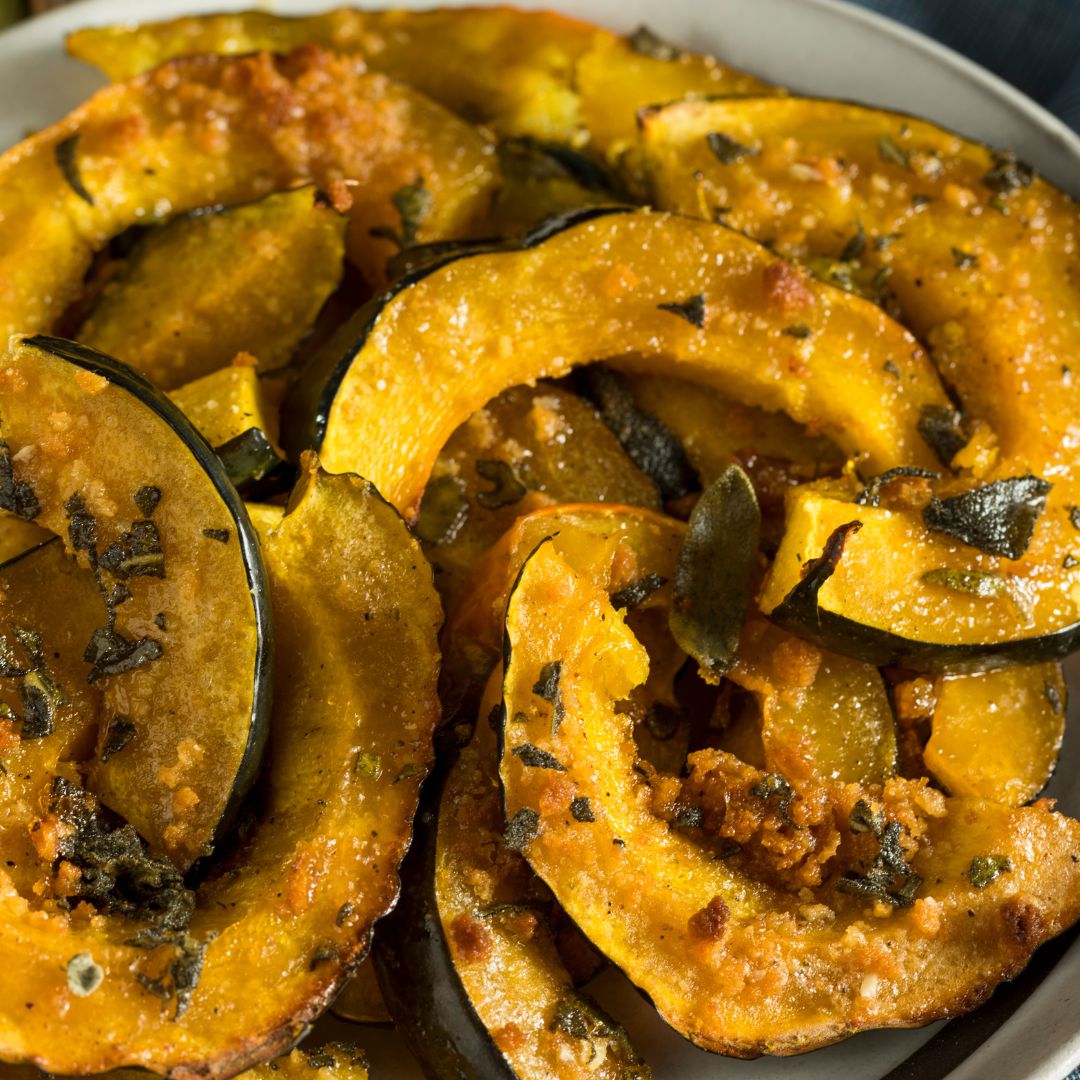 Baked Acorn Squash with Walnut Maple Glaze