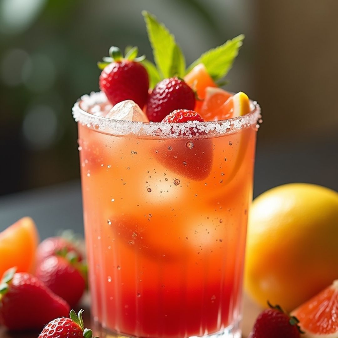 Sparkling Strawberry Citrus Mocktail with Balsamic