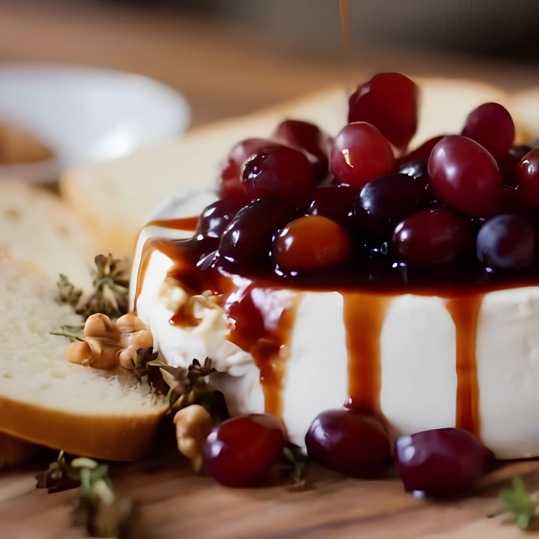 Fresh & Roasted Grapes with Brie Walnuts and Bread