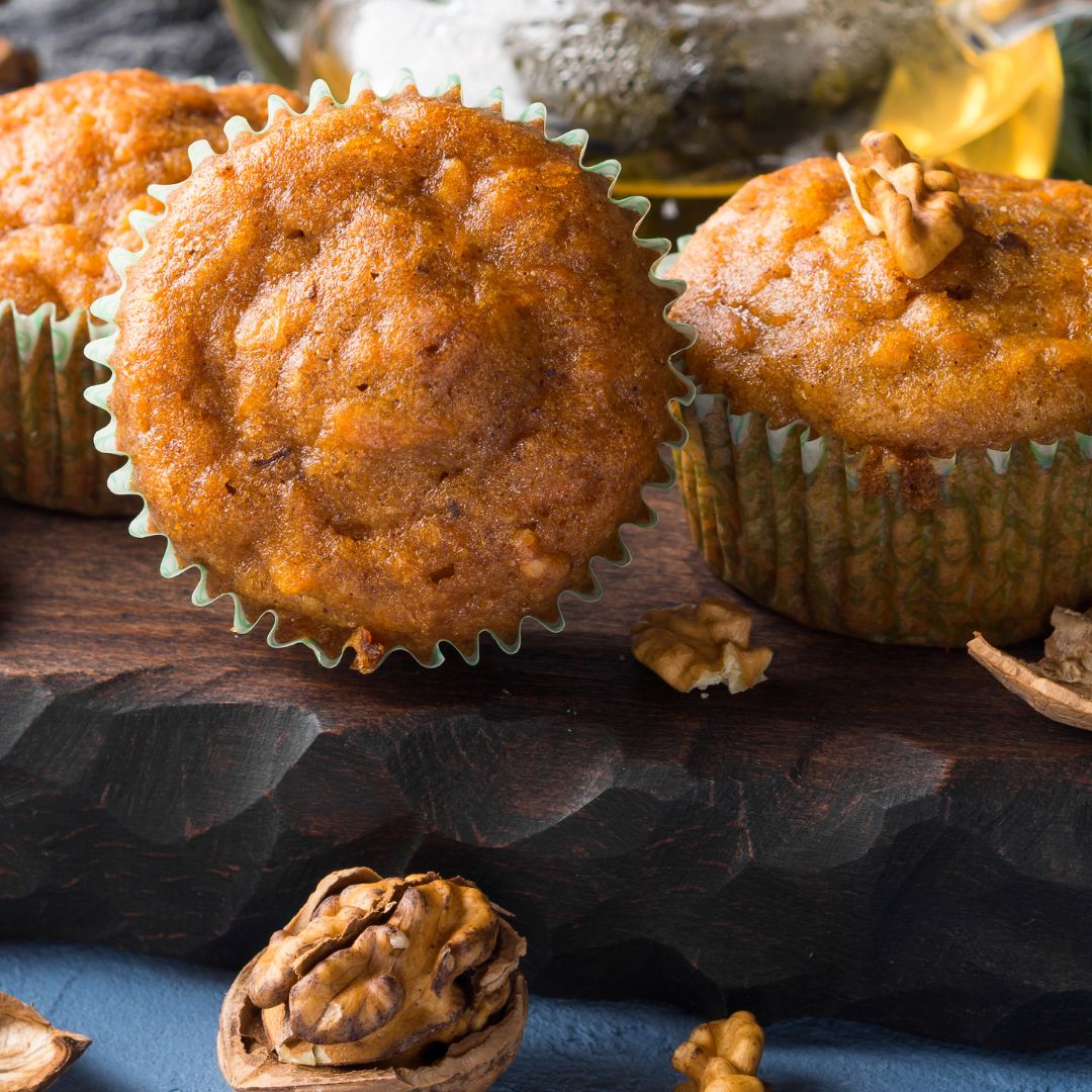 Carrot Spice Muffins with Walnuts and Walnut Olive Oil
