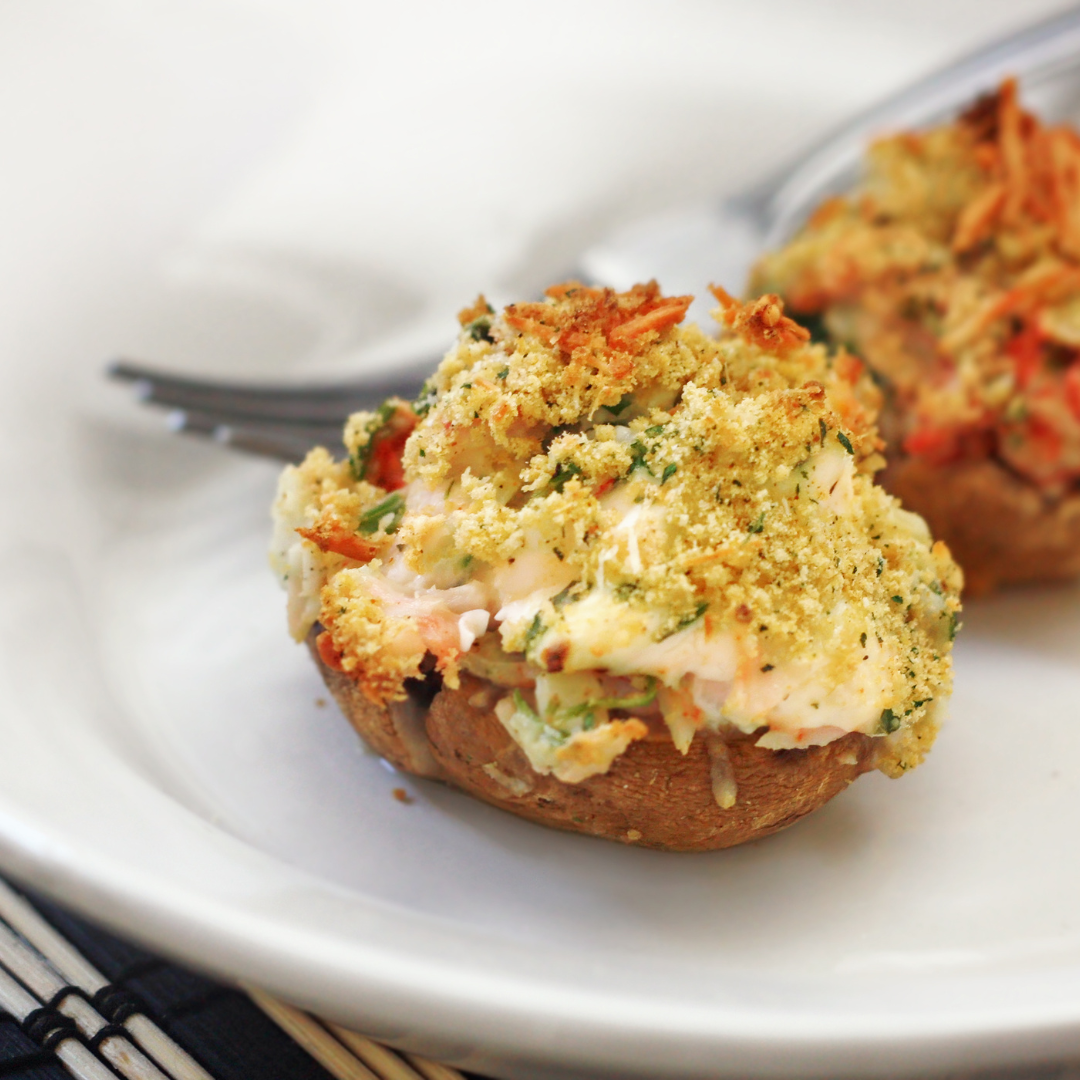 Crab Stuffed Mushrooms with EVOO at The Little Shop of Olive Oils