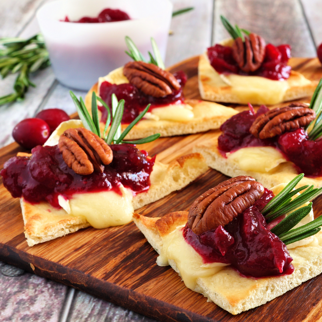 Cranberry & Brie Flatbread Appetizers-The Little Shop of Olive Oils