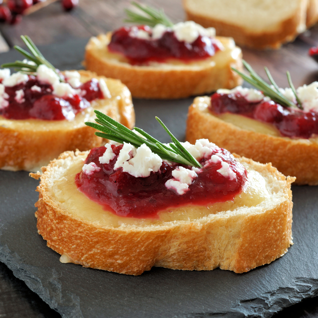 Cheesy Cranberry Crostini-The Little Shop of Olive Oils