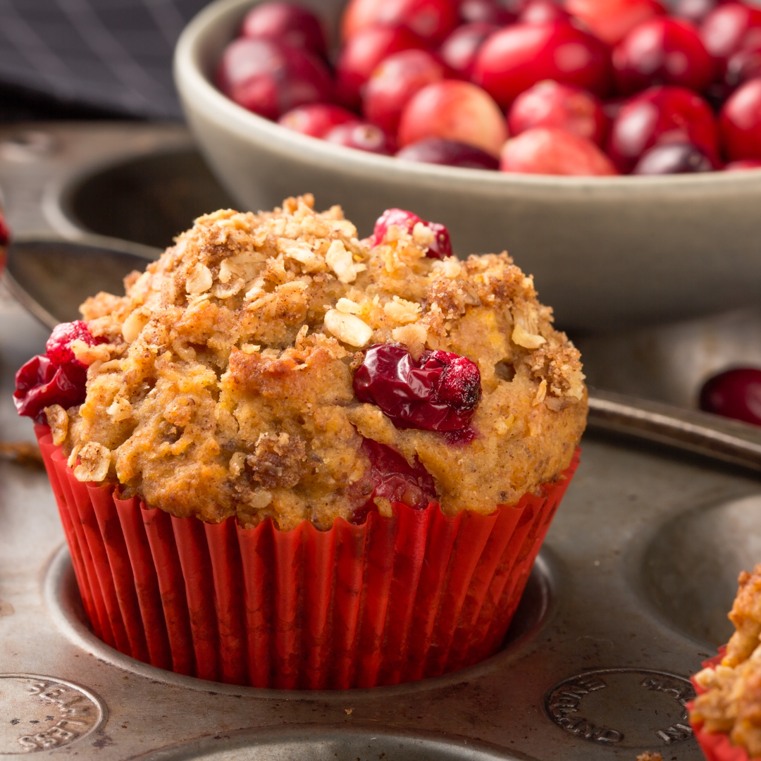 Cranberry Pear Muffins with Wild Mushroom Sage EVOO at The Little Shop of Olive Oils