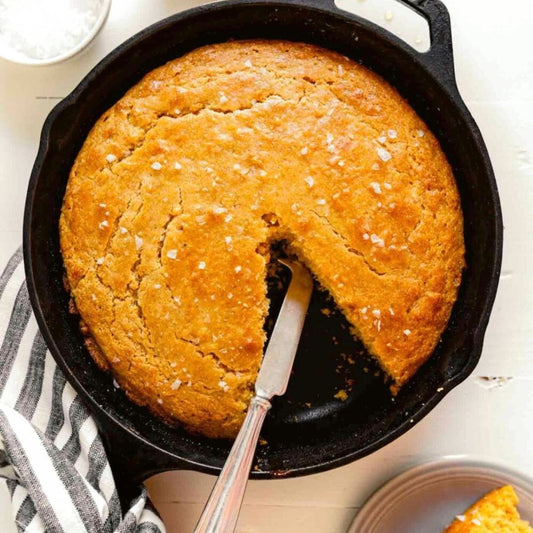 This Northern style corn bread was given a healthy makeover with extra virgin olive oil and honey, instead of sugar, as a sweetener.