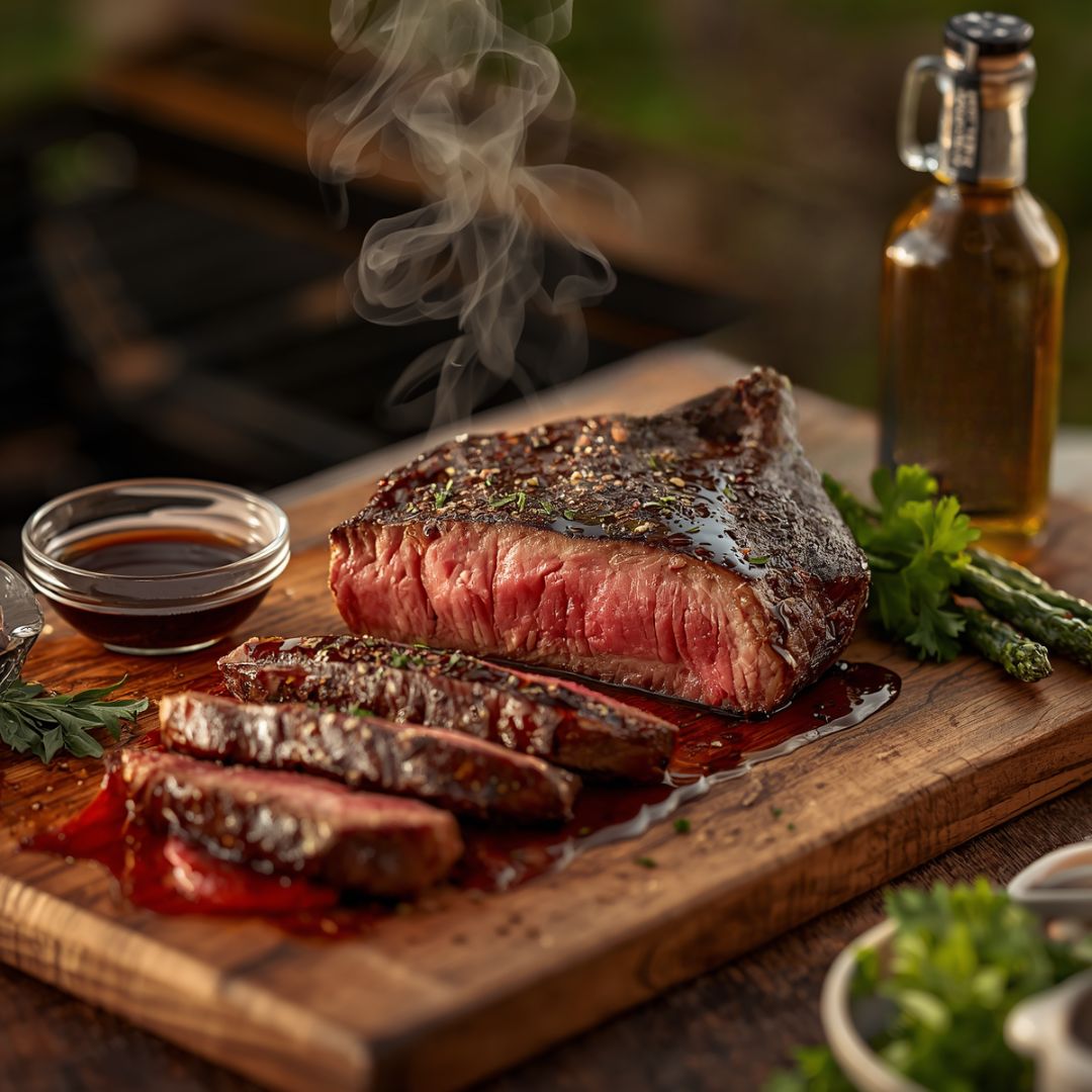 Back of the Yards Grilled Steak with Olive Wood Smoked Olive Oil and Traditional Balsamic