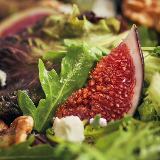 Arugula Fig Salad with Walnuts, Fig Balsamic, and Walnut Oil Recipe at The Little Shop of Olive OIls Gourmet