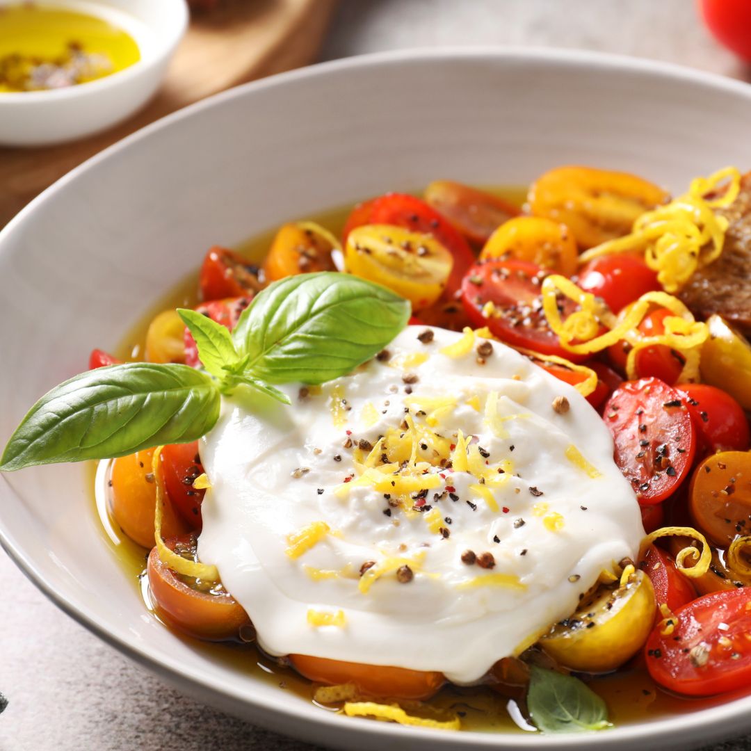 Fresh Burrata Salad at The Little Shop of Olive Oils