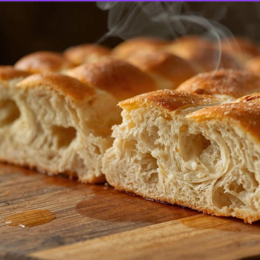 Fresh-Baked Focaccia with Garlic Olive Oil & Sea Salt