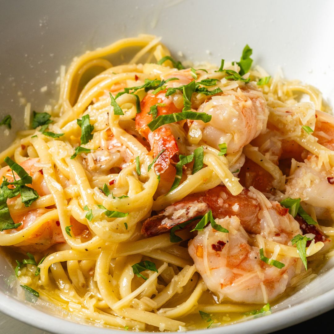 Garlic Shrimp Pasta at The Little Shop of Olive Oils