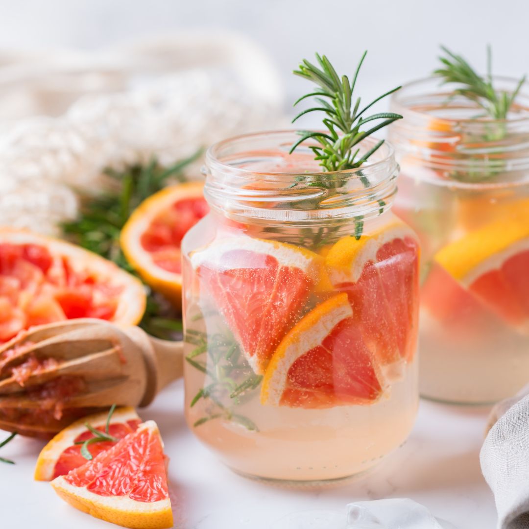 Enjoy the tart citrus taste in these easy-to-mix Grapefruit shrub...a refreshing summertime drink!  Cool and delicious with our White Grapefruit Balsamic Vinegar!