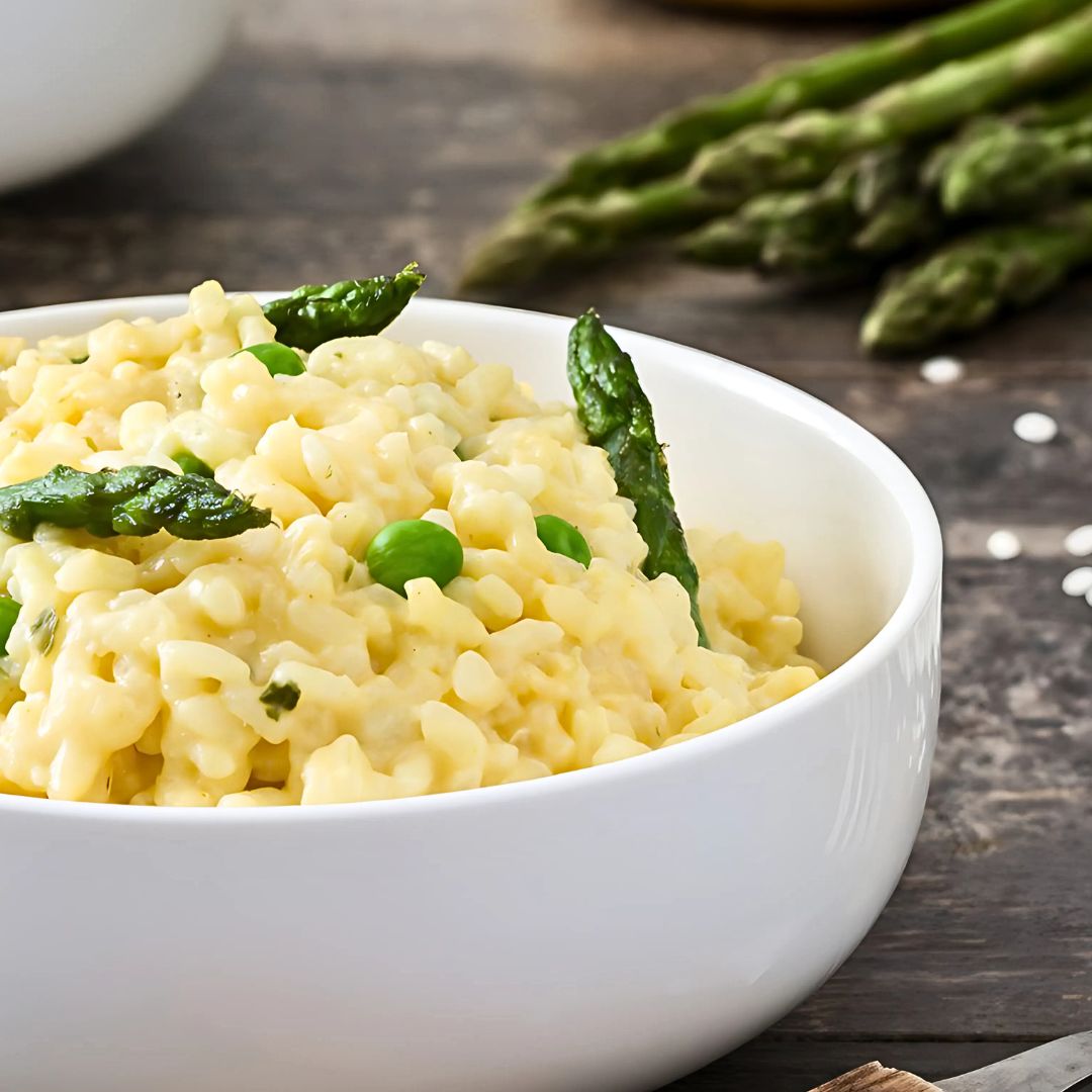 Spring Green Risotto with Asparagus and Peas at The Little Shop of Olive Oils