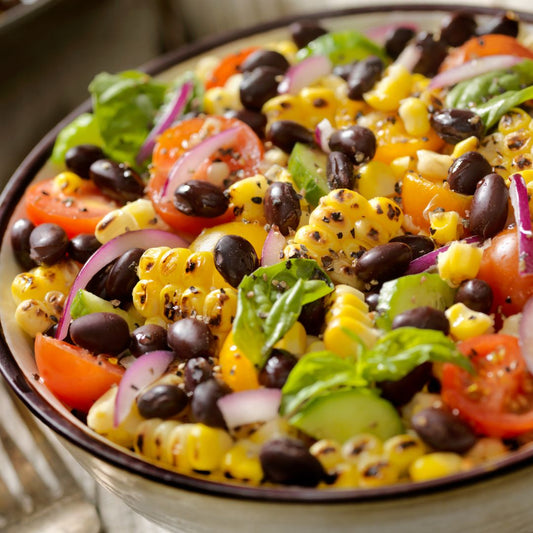 High-Protein Winter Corn & Black Bean Salad with Garlic Olive Oil