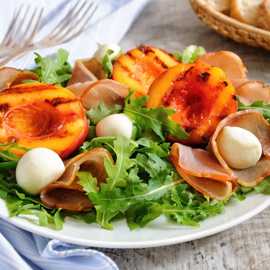 Grilled Peach and Prosciutto Salad-The Little Shop of Olive Oils