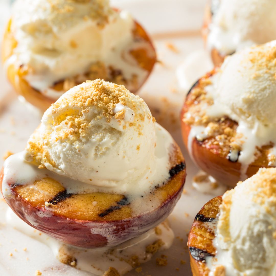Grilled Peaches & Ice Cream-The Little Shop of Olive Oils