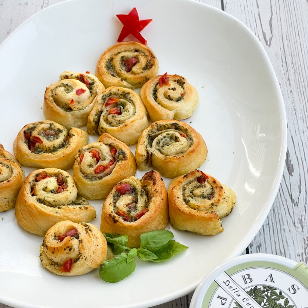 Christmas Basil Pesto Rolls at The Little Shop of Olive Oils