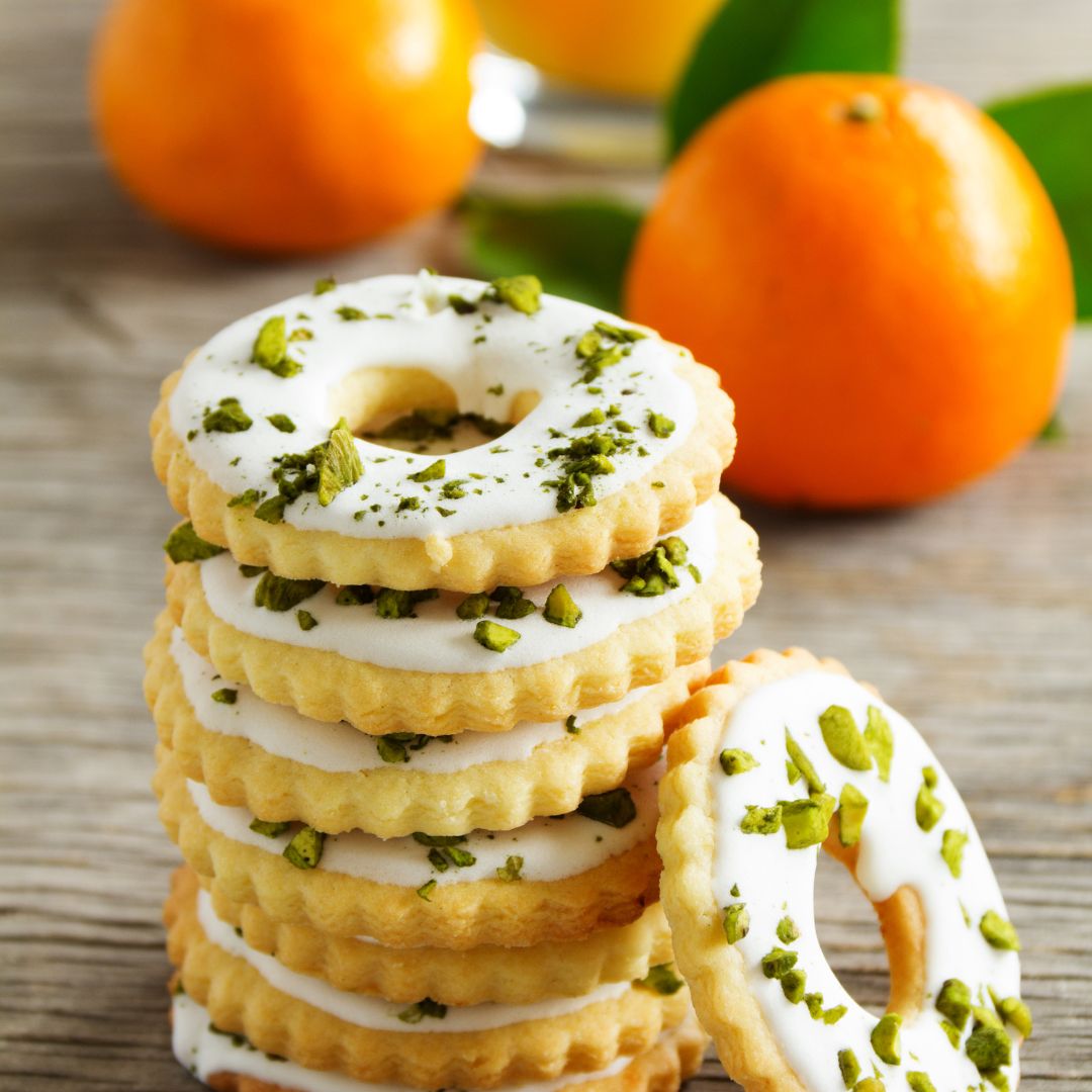 Olive Oil Sugar Cookies with Pistachio Glaze at The Little Shop of Olive Oils